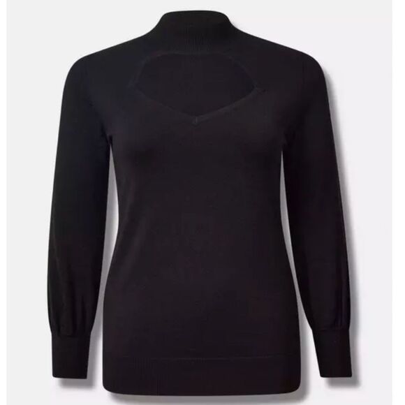 Torrid Fitted Pullover Mock Neck Sweater keyhole sexy Black Sweater 4X NWT goth! - Picture 1 of 11
